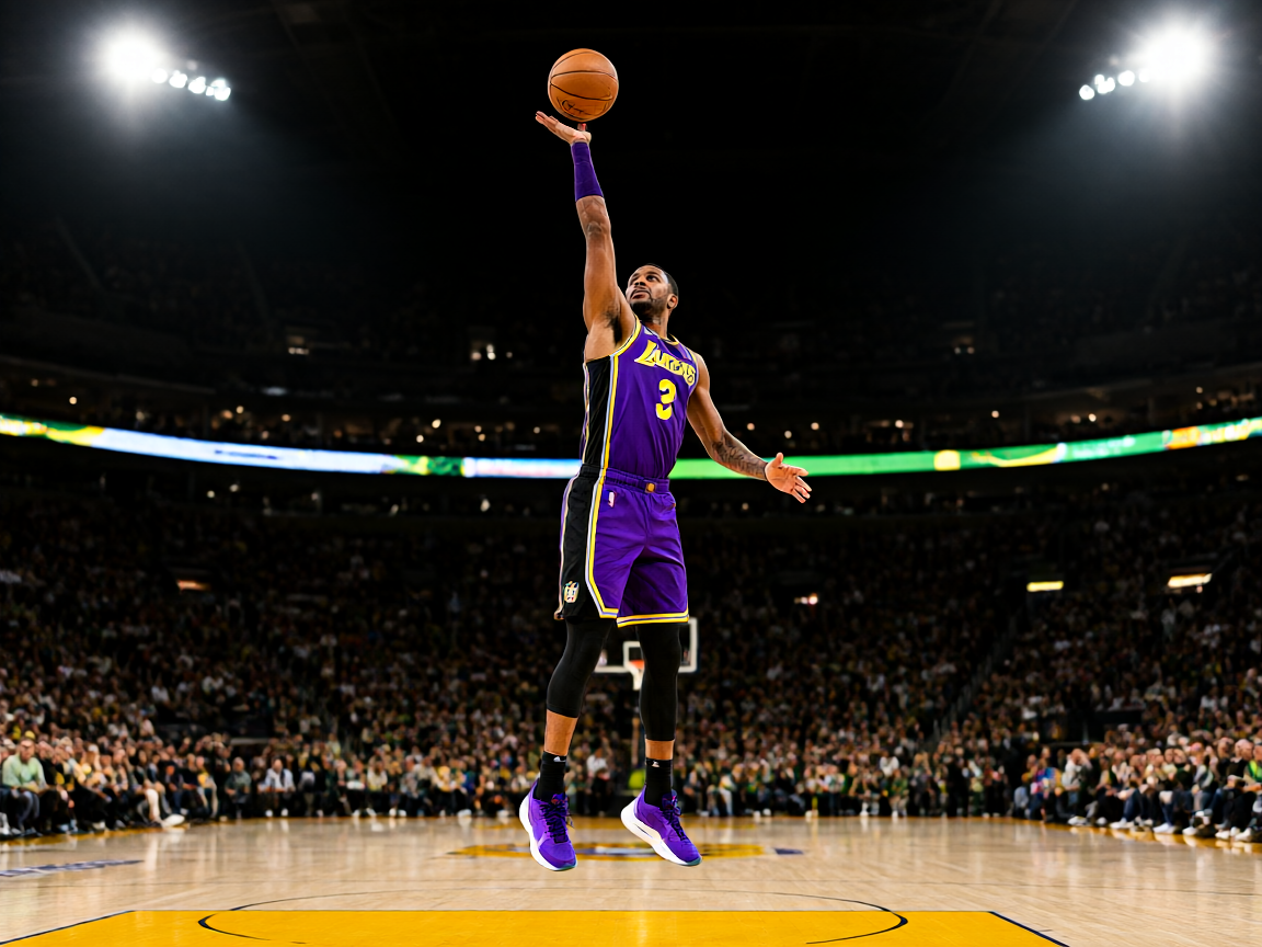 NBA篮球比赛现场球员跳投瞬间
