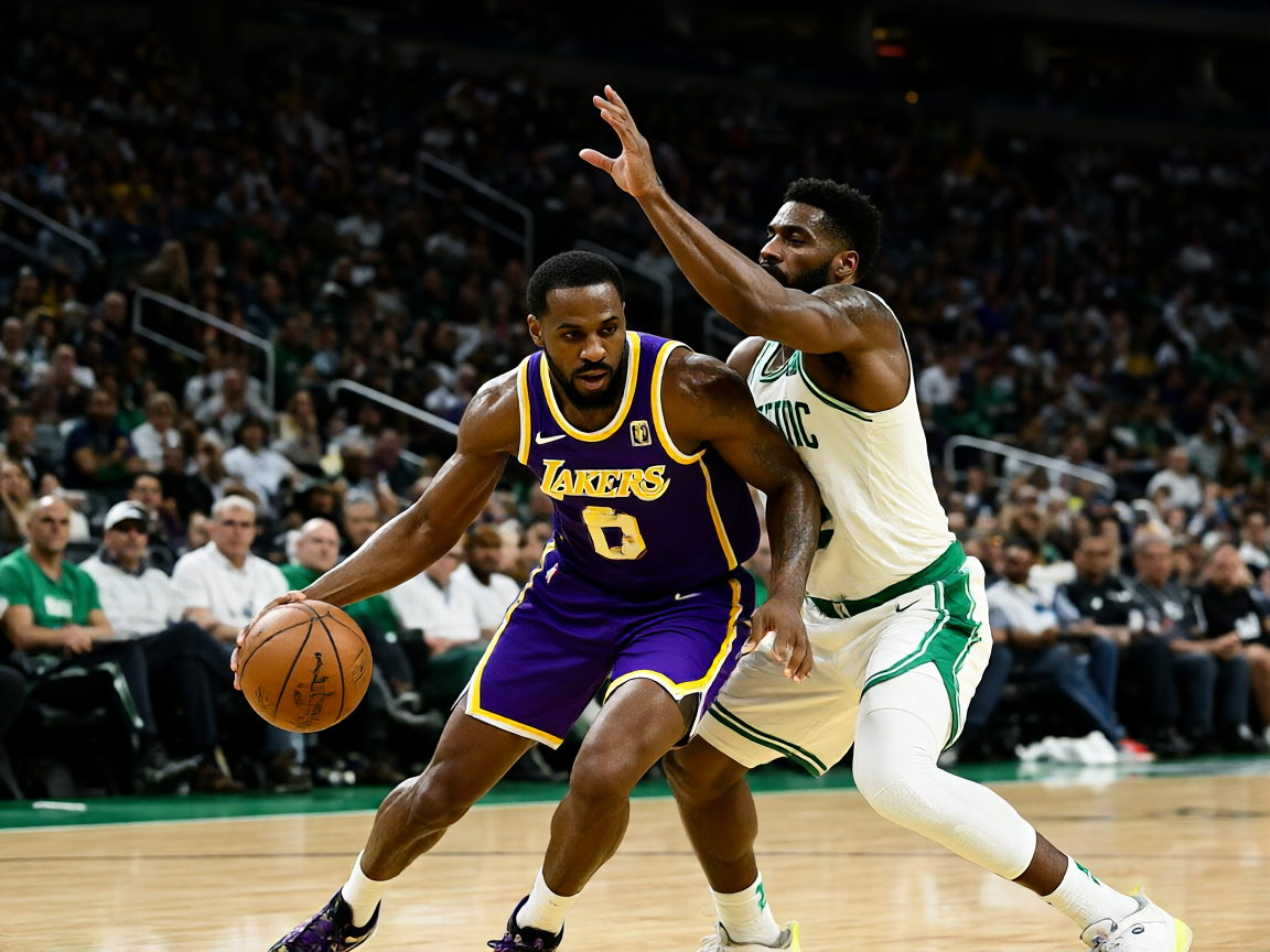 NBA篮球比赛湖人凯尔特人对抗精彩瞬间